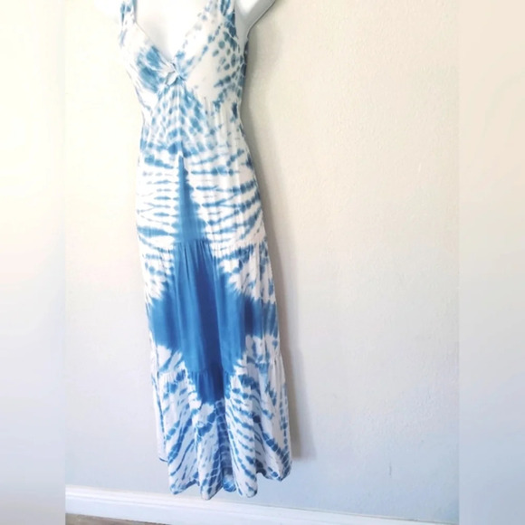 Lani Lau Hawaii Beautiful Blue & White Open Back Tie Dye Maxi Slip Dress  Small - Picture 7 of 9